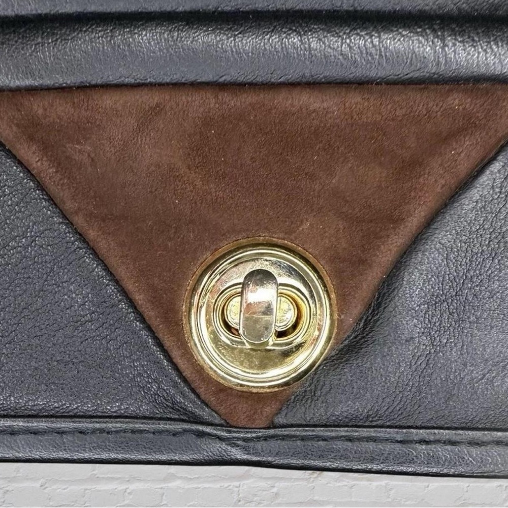 Vintage Avon Black and Brown Leather Purse Boho Bag Cross Body - Picture 4 of 8